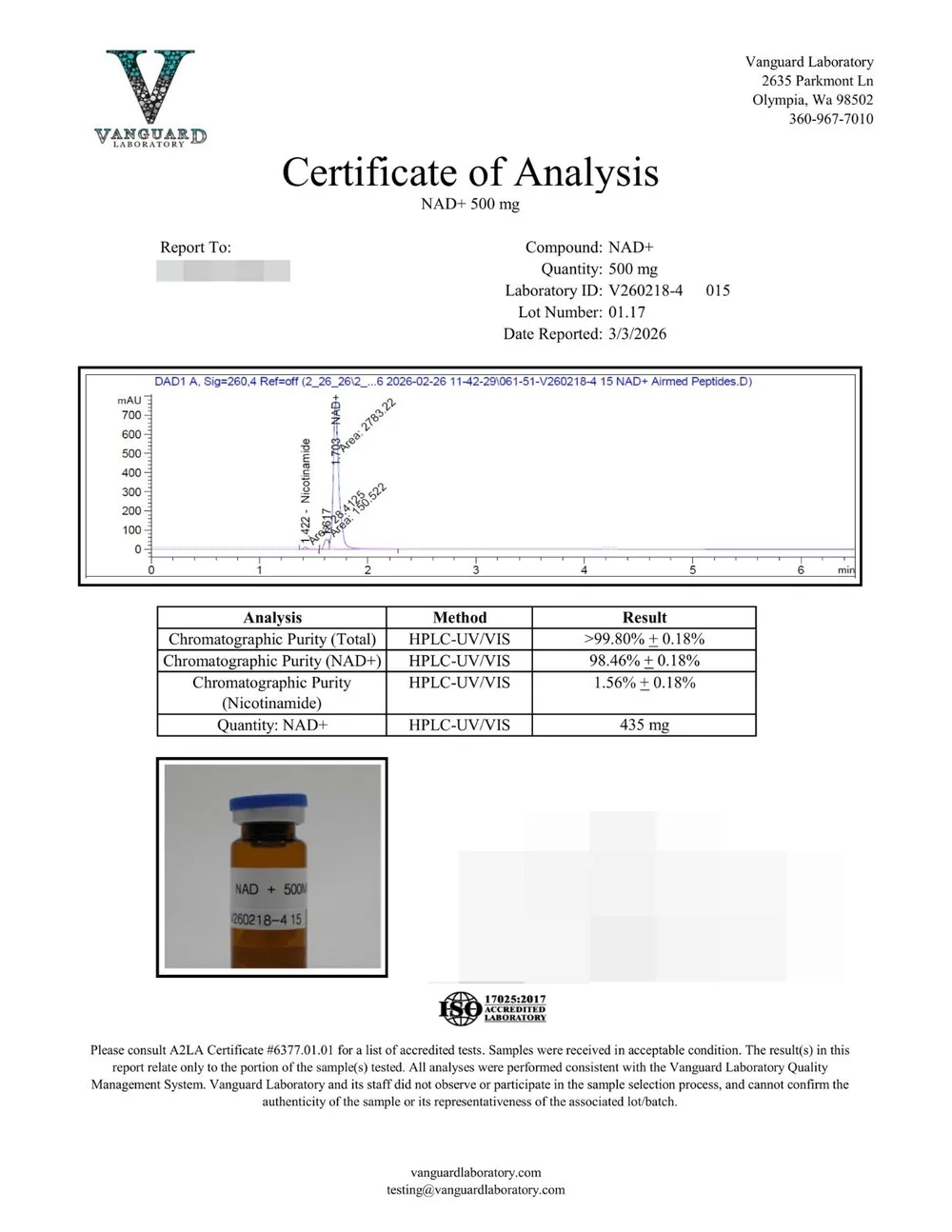 Third-Party Certificate of Analysis Report