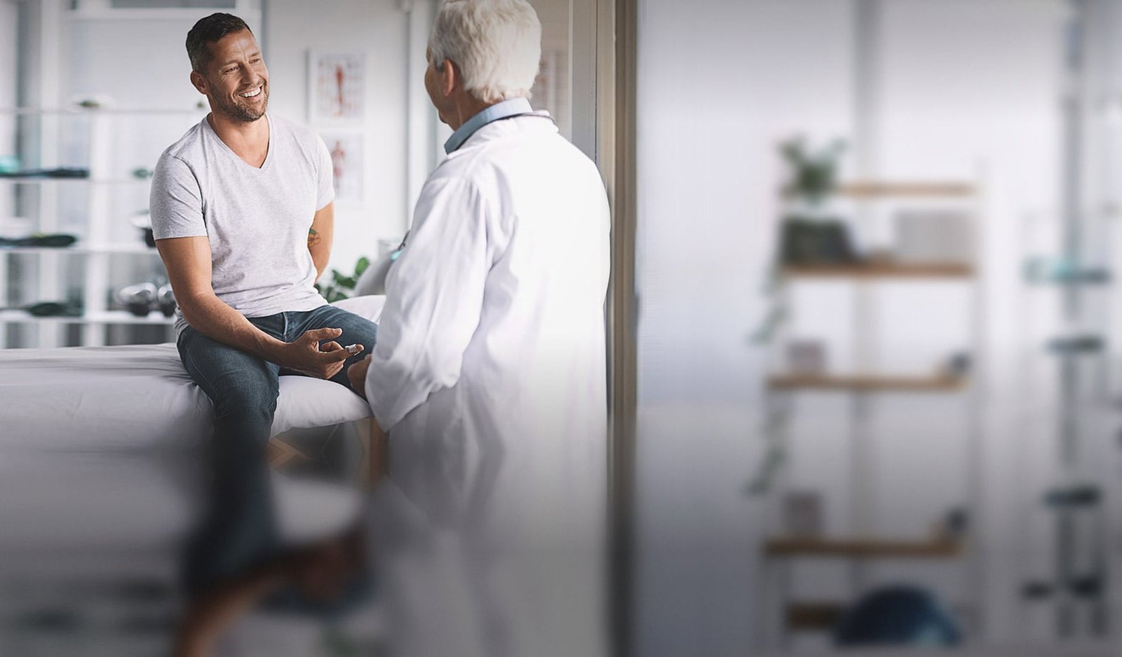 Patient speaking directly with an attentive physician